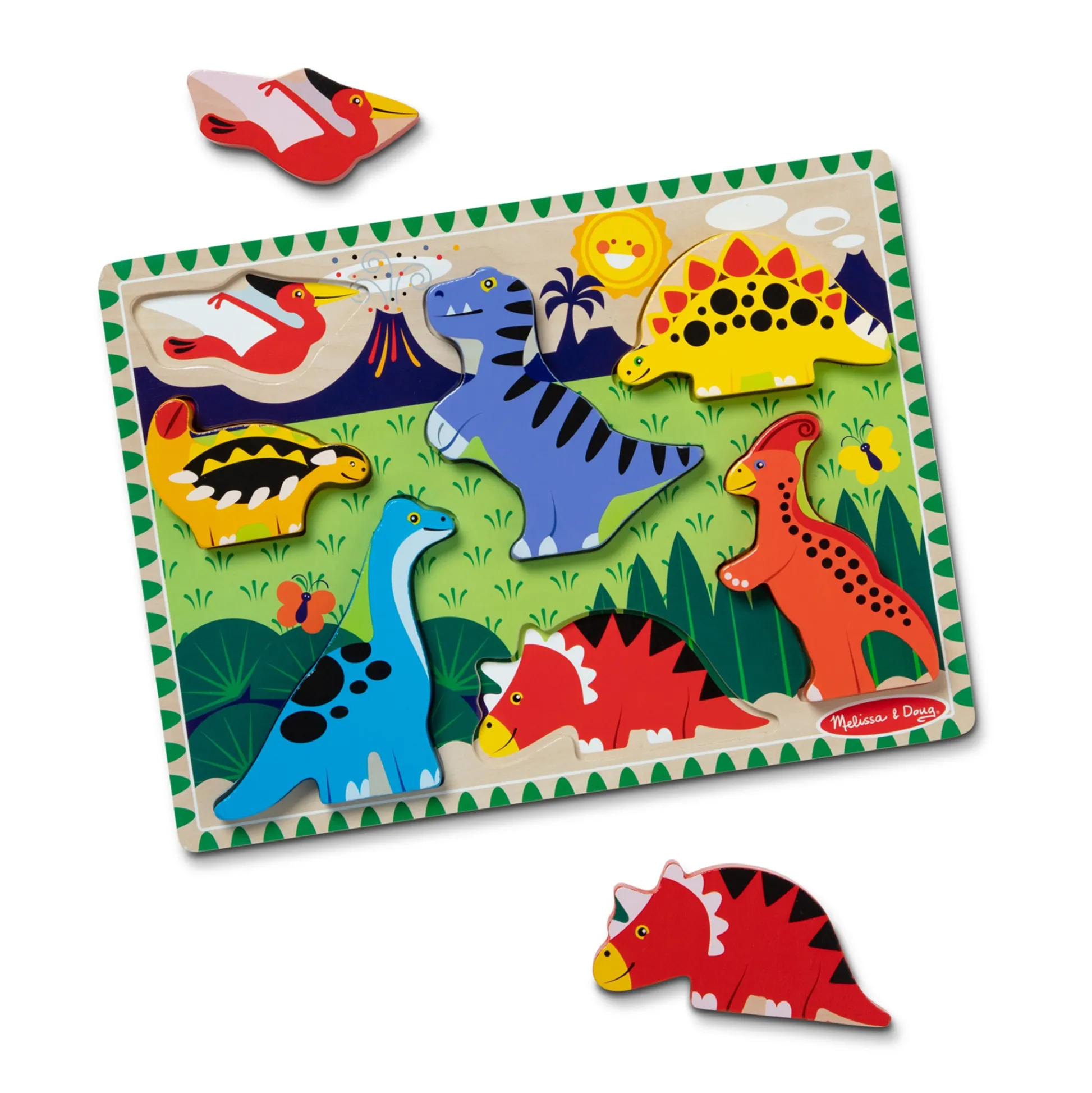 Educators Resource Melissa & Doug Dinosaur Theme 7-Piece Wooden Chunky Puzzle* Puzzles