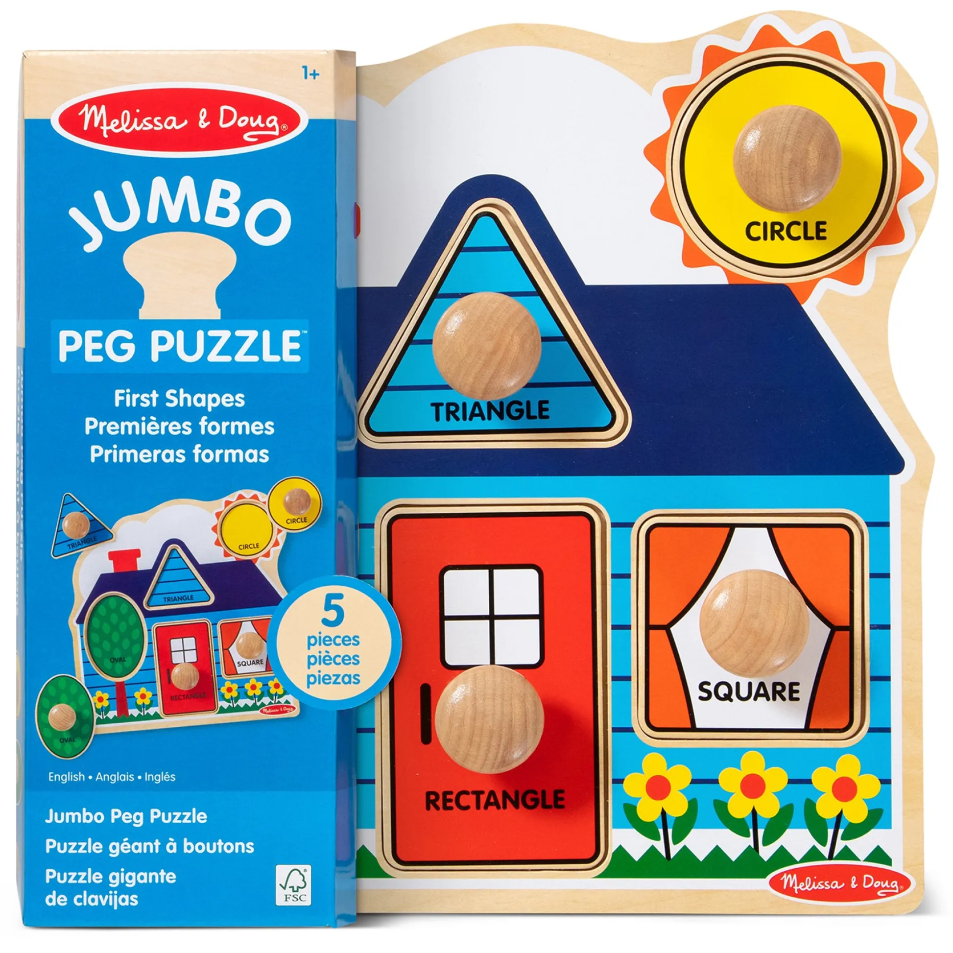 Educators Resource Melissa & Doug First Shapes Jumbo Knob Puzzle – Cabin & Cottage Theme* Preschool Education Toys & Activities|Puzzles
