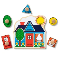 Educators Resource Melissa & Doug First Shapes Jumbo Knob Puzzle – Cabin & Cottage Theme* Preschool Education Toys & Activities|Puzzles