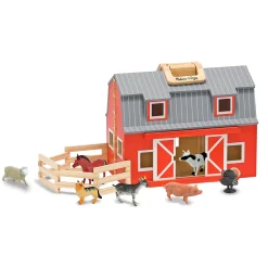 Educators Resource Melissa & Doug Fold & Go Wooden Barn Playset - Bright Red* Playsets & Vehicles