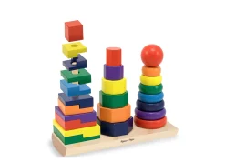 Educators Resource Melissa & Doug Geometric Stacker - Educational Toddler Toy with 25 Colorful Wooden Pieces* Blocks, Sorting & Stacking Toys