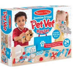 Educators Resource Melissa & Doug Pet Vet Play Set - 24-Piece Examine & Treat Kit* Animal Figures|Dress Up