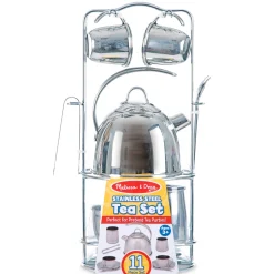Educators Resource Melissa & Doug 11-Piece Stainless Steel Tea Set - Playtime Elegance* Kitchens & Play Food|Dress Up