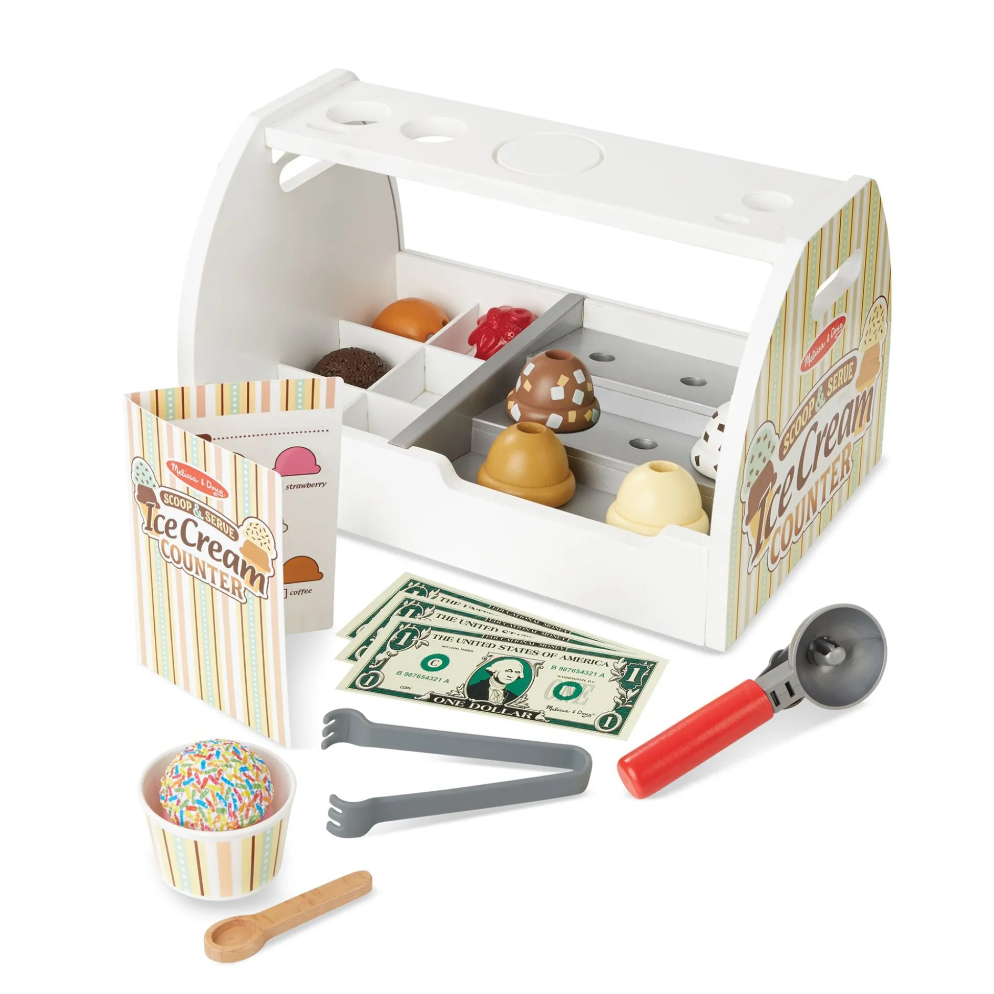 Educators Resource Melissa & Doug 28-Piece Wooden Ice Cream Play Set* Kitchens & Play Food|Dress Up