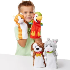 Educators Resource Melissa & Doug Playful Pets Hand Puppet Set - 4 Puppets Included* Puppets & Puppet Theaters|Dress Up