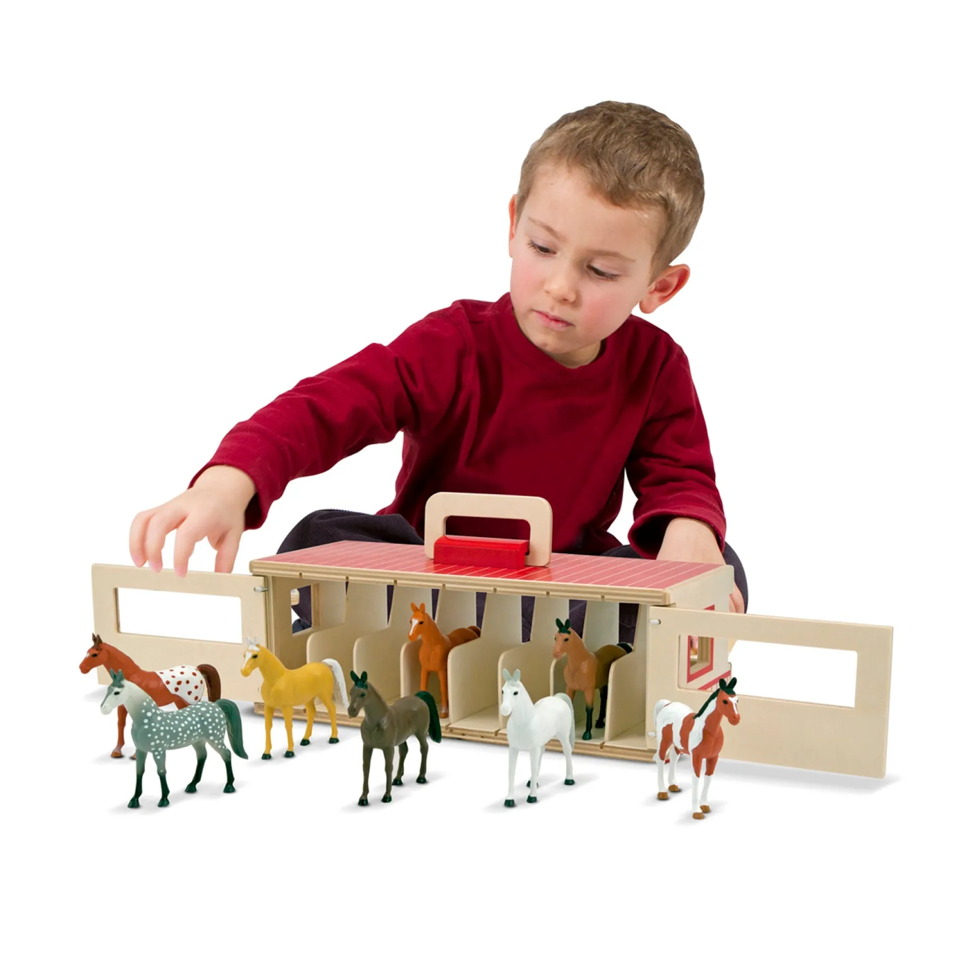 Educators Resource Melissa & Doug Portable Wooden Show-Horse Stable Play Set* Animal Figures|Dress Up