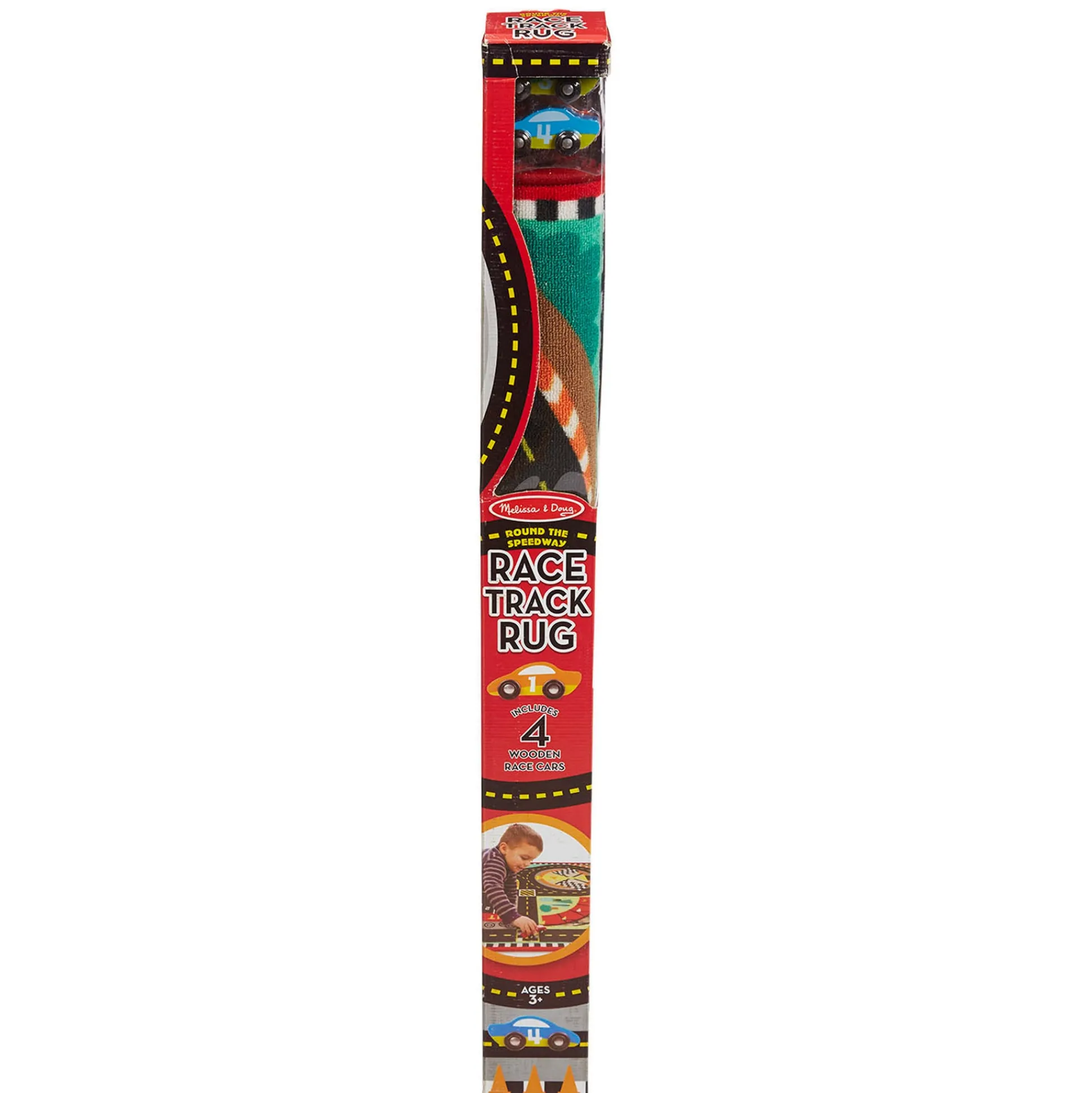 Educators Resource Melissa & Doug Speedway Race Track Rug with 4 Wooden Cars Set* Playsets & Vehicles