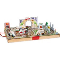 Educators Resource Melissa & Doug Take Along Town Play Set with Wooden Storage Case* Preschool Vehicles|Preschool Education Toys & Activities
