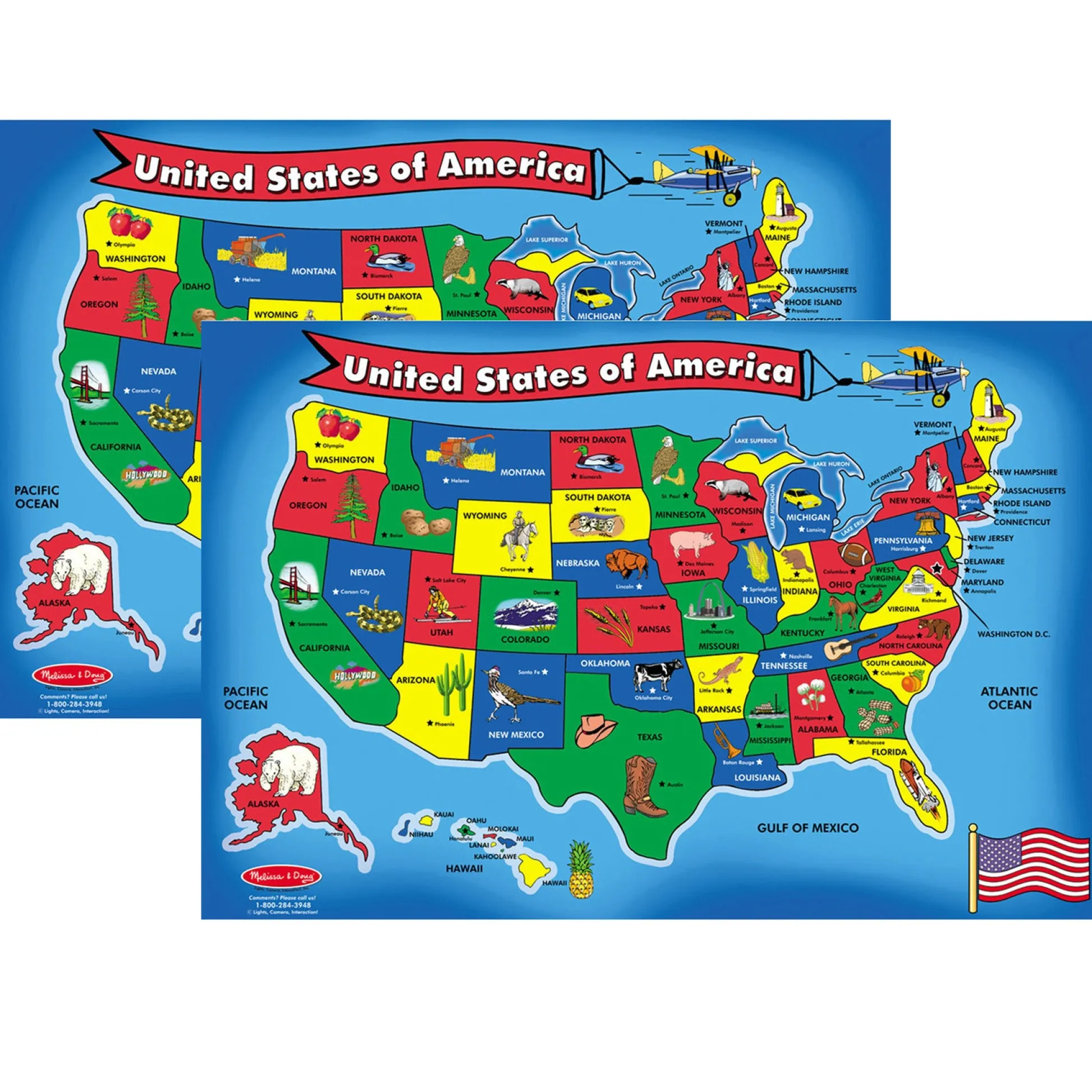 Educators Resource Melissa & Doug U.S. Map Floor Puzzle - 51 Pieces, 2 Pack* Puzzles