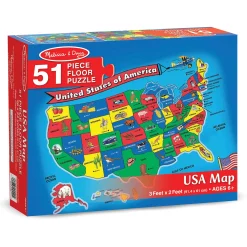 Educators Resource Melissa & Doug U.S. Map Floor Puzzle - 51 Pieces, 2 Pack* Puzzles