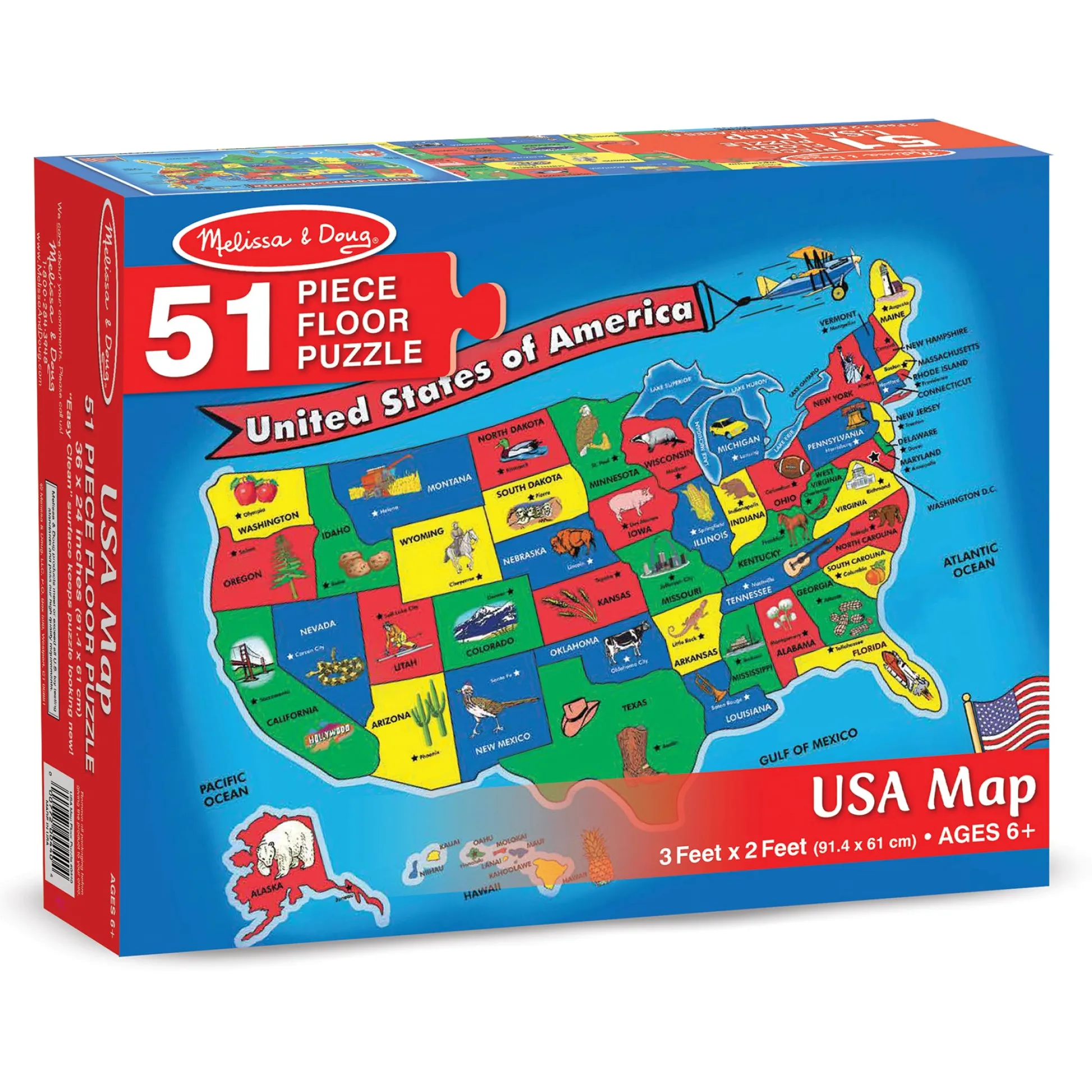 Educators Resource Melissa & Doug U.S. Map Floor Puzzle - 51 Pieces, 2 Pack* Puzzles
