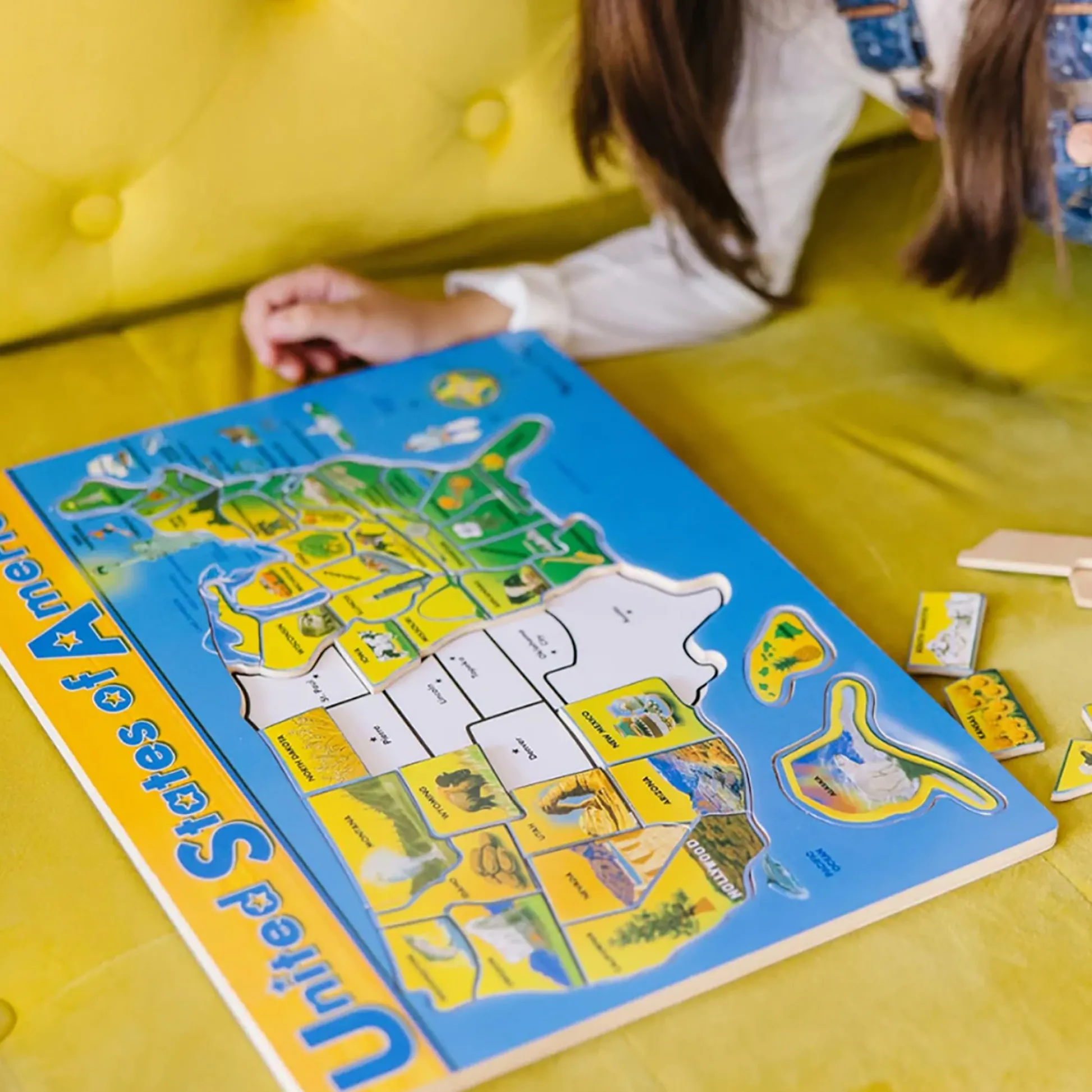 Educators Resource Melissa & Doug U.S.A. Map Wooden Puzzle - 45 Pieces - Interactive Geography Learning* Puzzles