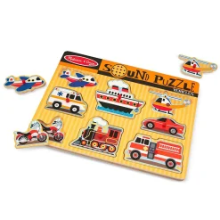 Educators Resource Melissa & Doug Vehicles Sound Puzzle - 8 pc Wooden Peg* Preschool Education Toys & Activities|Puzzles