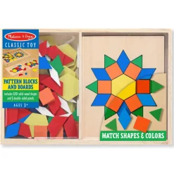 Educators Resource Melissa & Doug Wooden Pattern Blocks & Boards - Creative Colorful Educational Toy* Wood & Jumbo Blocks