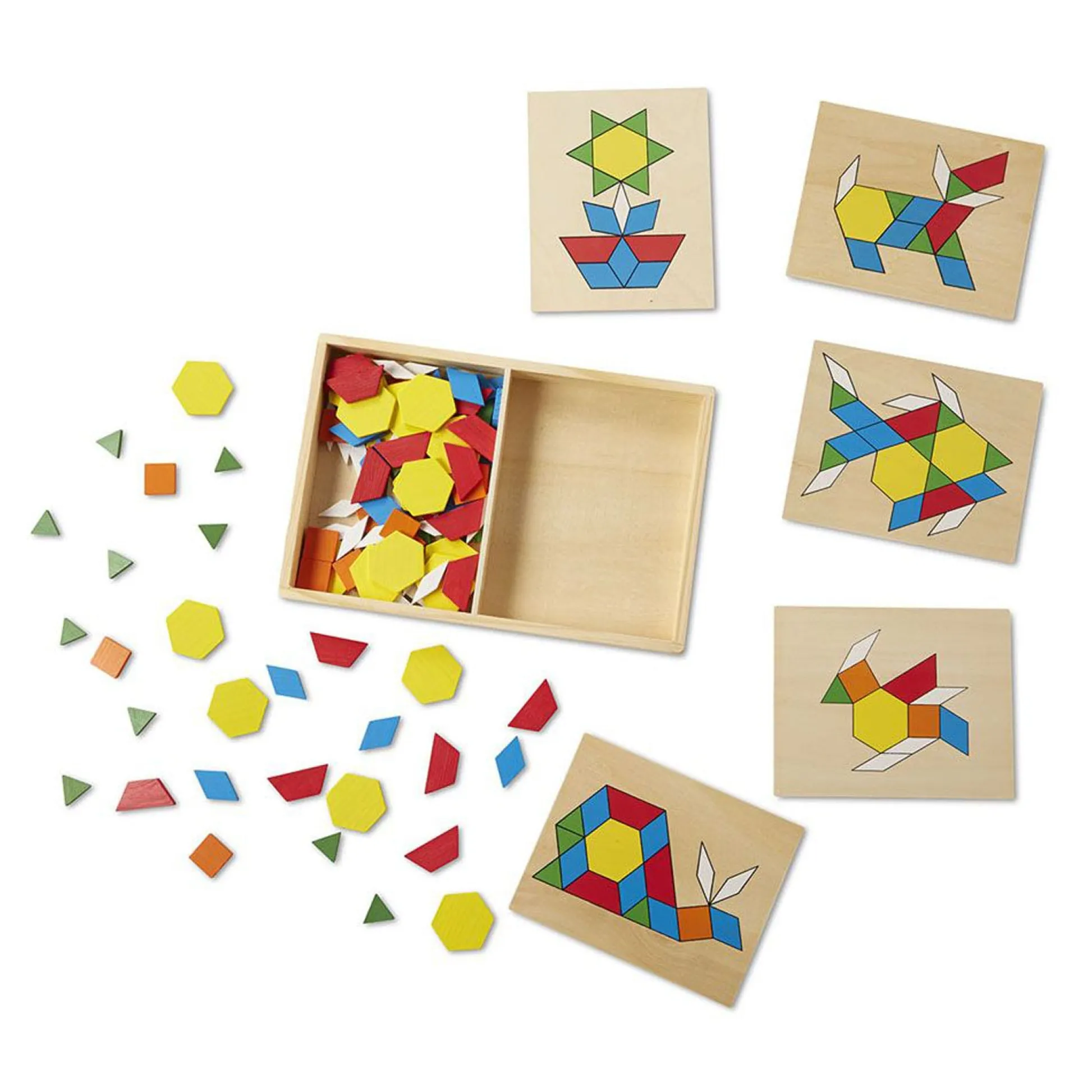 Educators Resource Melissa & Doug Wooden Pattern Blocks & Boards - Creative Colorful Educational Toy* Wood & Jumbo Blocks