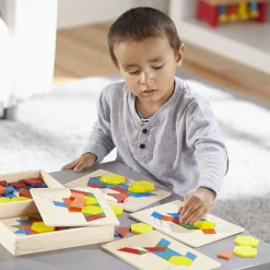 Educators Resource Melissa & Doug Wooden Pattern Blocks & Boards - Creative Colorful Educational Toy* Wood & Jumbo Blocks