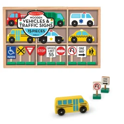 Educators Resource Melissa & Doug Wooden Traffic Adventure Play Set - 15 Pieces* Preschool Vehicles|Preschool Education Toys & Activities