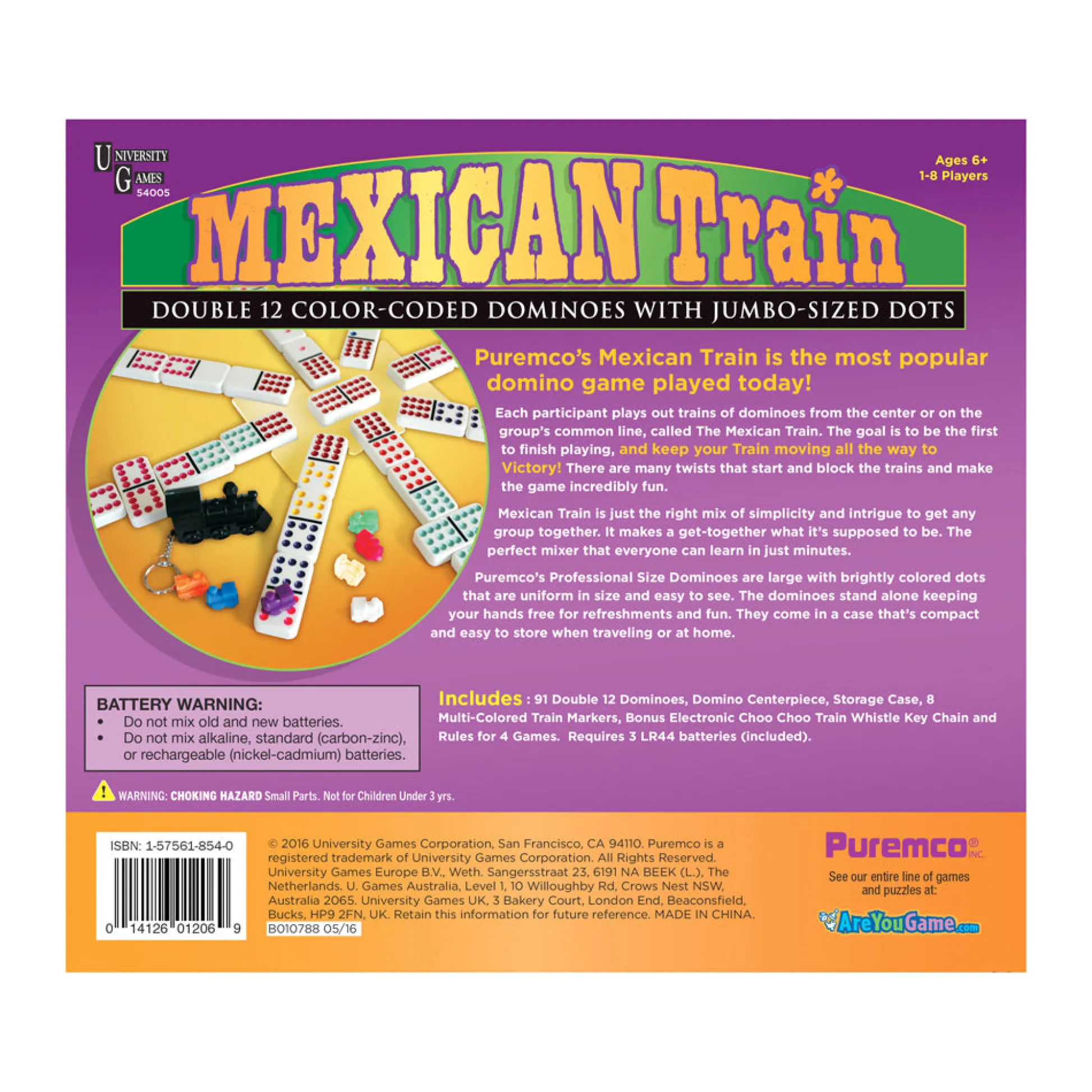 AreYouGame Mexican Train Double 12 Color Dot Dominoes Game Set - Professional Size* Dominoes & Tiles Games
