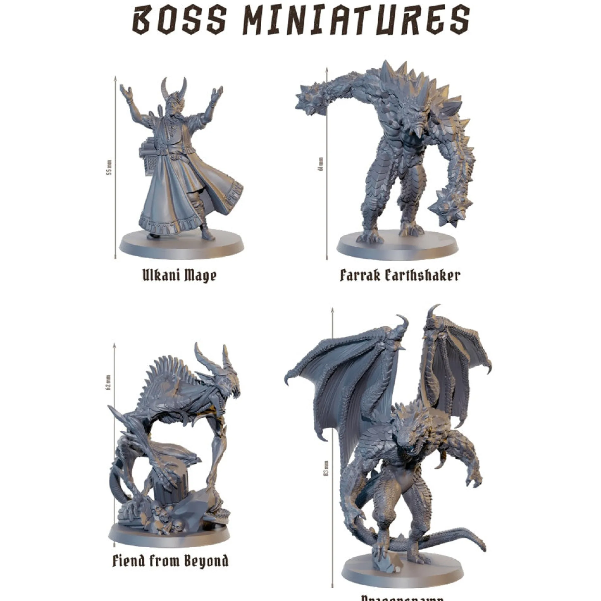 Flat River Group Mighty Boards: Fateforge Chronicles of Kaan Boss Miniatures - 4-Pack* Miniature Figures & Games