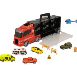 Flat River Group Mighty Motors Mega Big Rig Red Carry Case with Die-Cast Vehicles* Playsets & Vehicles