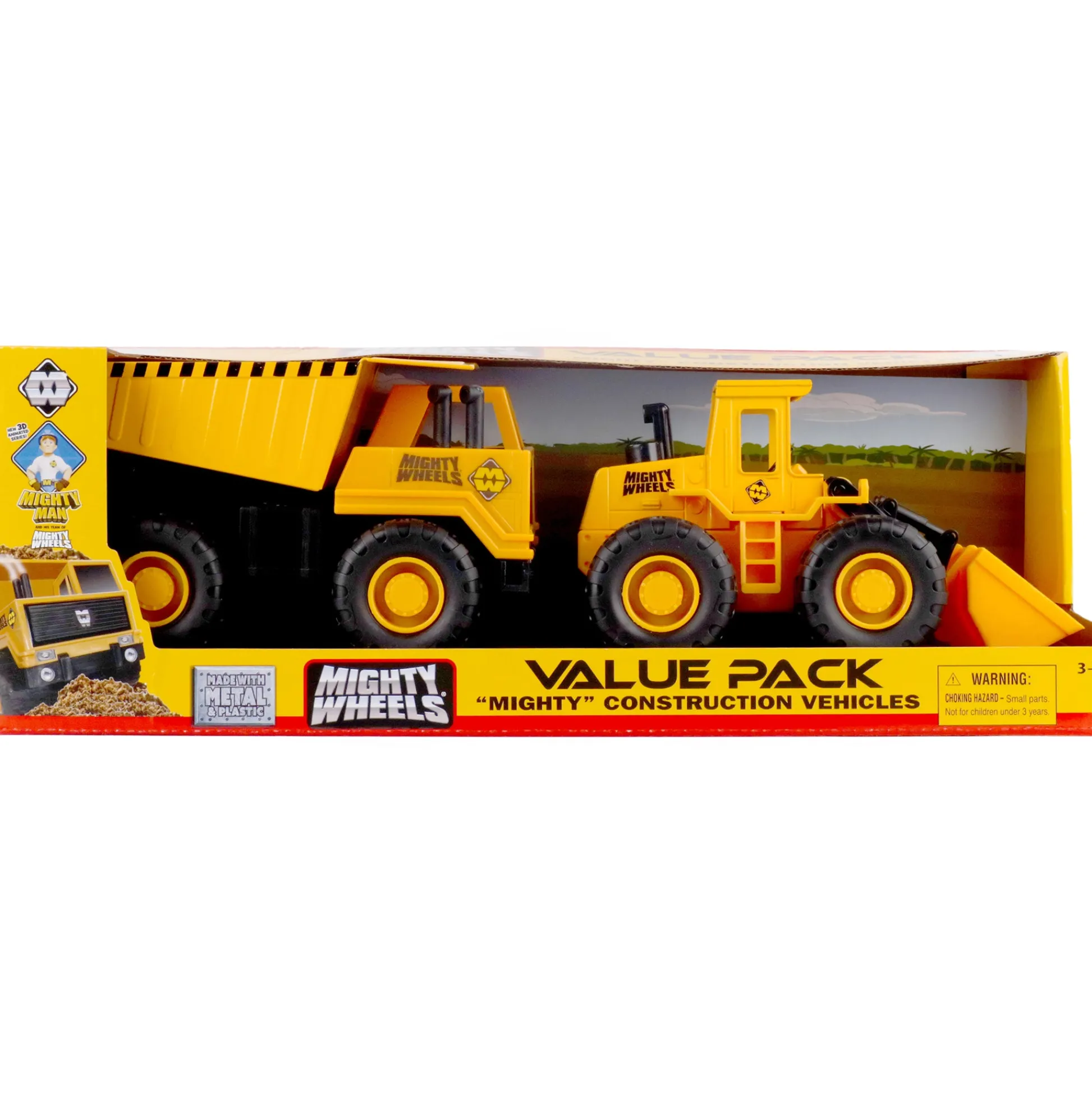 Flat River Group Mighty Wheels Construction Twin Pack - 7" Dump Truck & Front Loader* Farm & Construction Vehicles