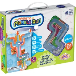 Educators Resource Mind Sparks Magnetic Marble Run, 34-Piece Set with Assorted Colors and Magnetic Board* Magnetic Tiles & Building Sets