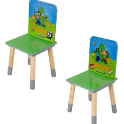 Flat River Group Minecraft Adventure Kids Wooden Table & 2 Chairs Set - Green & Blue* Tables, Storage & Accessories