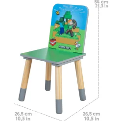 Flat River Group Minecraft Adventure Kids Wooden Table & 2 Chairs Set - Green & Blue* Tables, Storage & Accessories