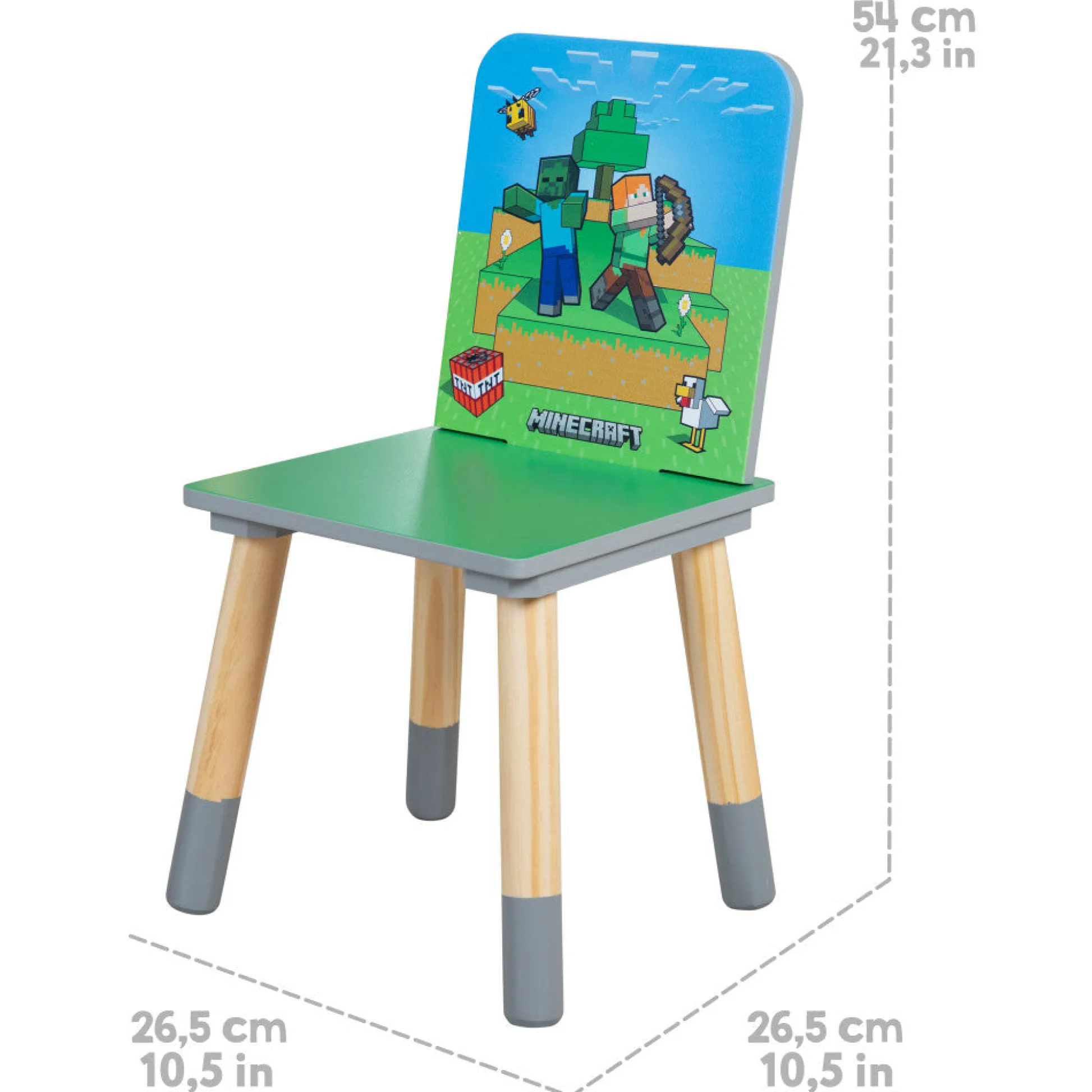 Flat River Group Minecraft Adventure Kids Wooden Table & 2 Chairs Set - Green & Blue* Tables, Storage & Accessories