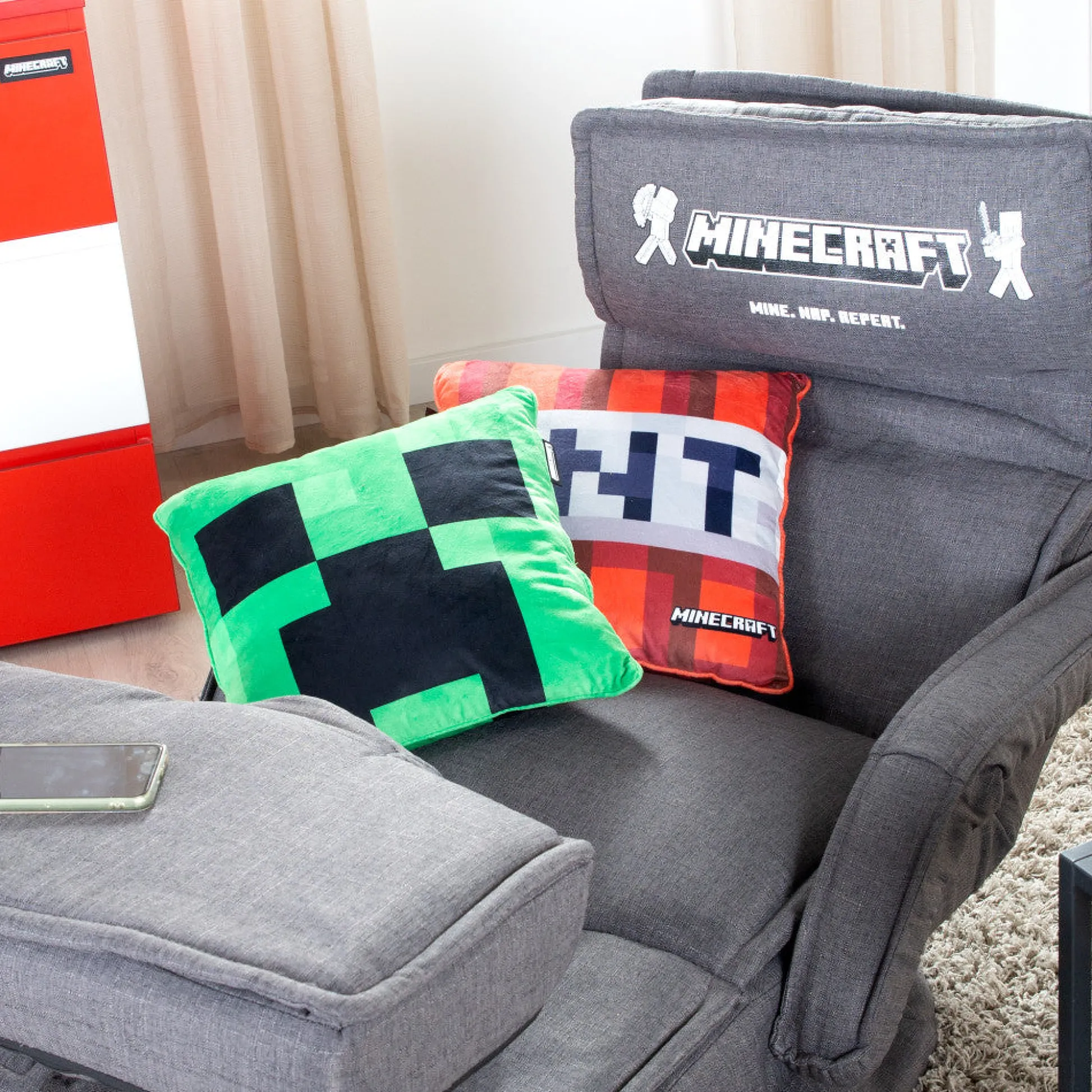 Flat River Group Minecraft Creeper Decorative Throw Pillow - Vibrant Green, 14.96"* Stuffed Animals|Stuffed Animals & Plush Toys
