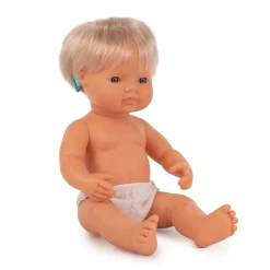 Educators Resource Miniland 15'' Blonde Hair Baby Doll with Hearing Aid - Vanilla Scented* Baby Dolls|Stuffed Animals & Plush Toys