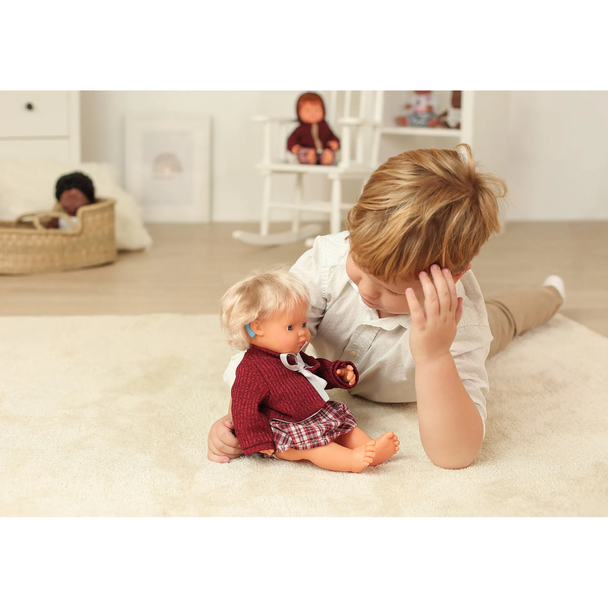 Educators Resource Miniland 15'' Blonde Hair Baby Doll with Hearing Aid - Vanilla Scented* Baby Dolls|Stuffed Animals & Plush Toys