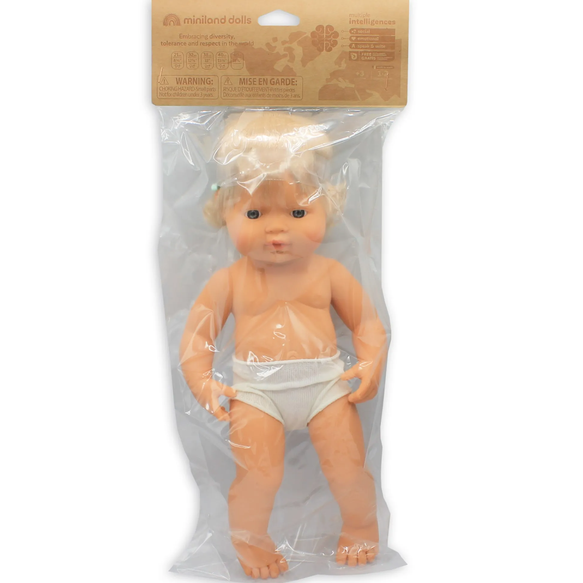 Educators Resource Miniland 15'' Blonde Hair Baby Doll with Hearing Aid - Vanilla Scented* Baby Dolls|Stuffed Animals & Plush Toys