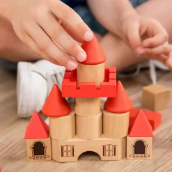 Educators Resource Miniland Eco-Friendly Wooden Stacking Castle Playset* Wood & Jumbo Blocks