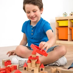 Educators Resource Miniland Eco-Friendly Wooden Stacking Castle Playset* Wood & Jumbo Blocks