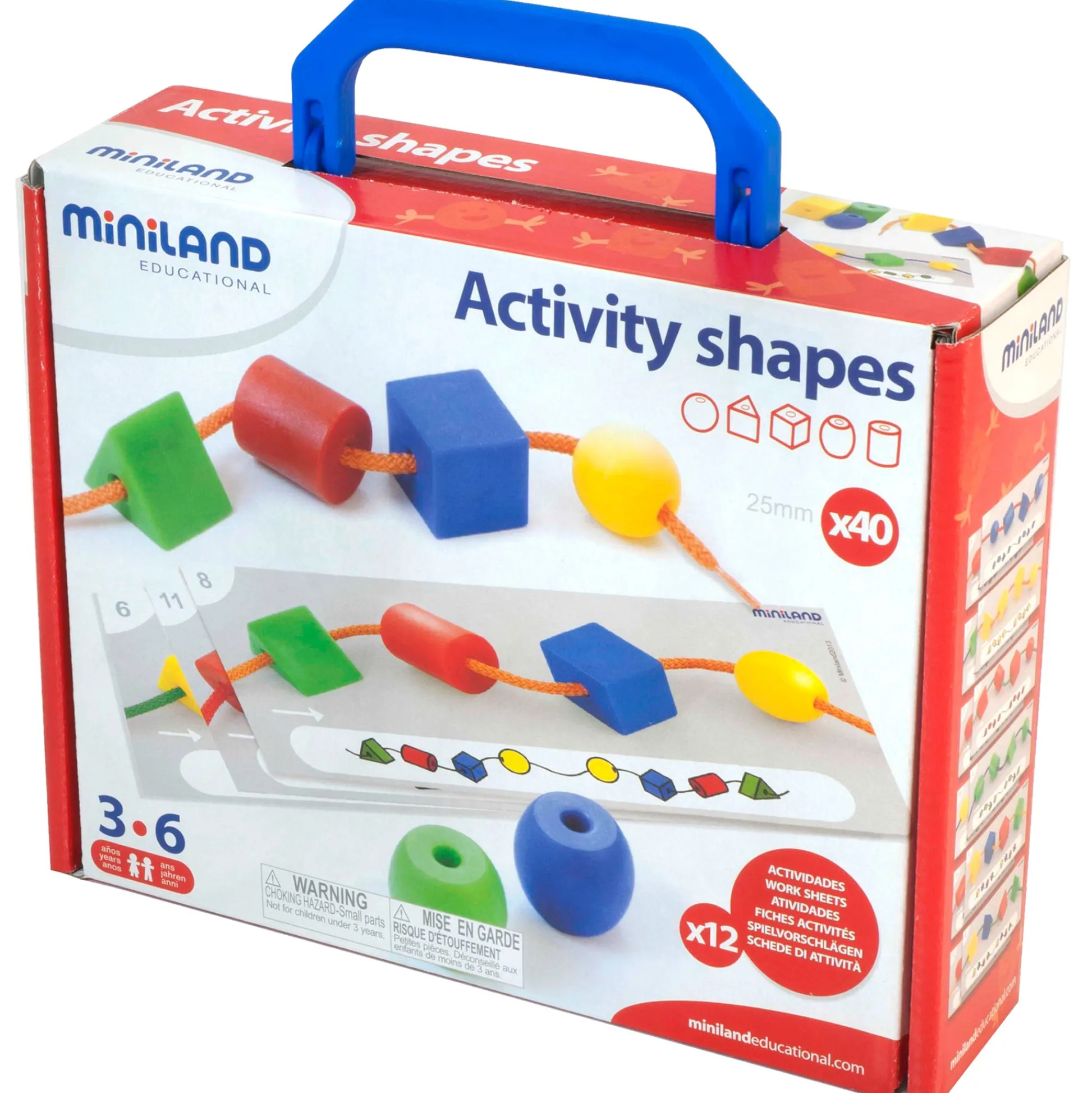Educators Resource Miniland Educational Activity Shapes - Giant Beads and Laces Set - Learning Toy* Preschool Education Toys & Activities