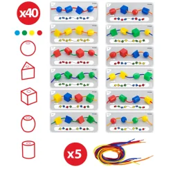 Educators Resource Miniland Educational Activity Shapes - Giant Beads and Laces Set - Learning Toy* Preschool Education Toys & Activities