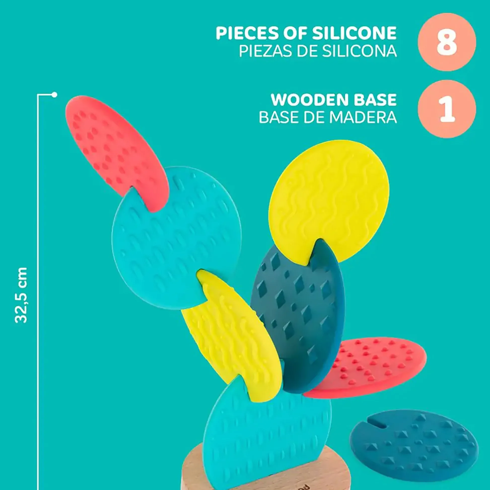 Educators Resource Miniland Feel to Learn Sensory Cactus – Multi-Texture Silicone Teether and Stacking Toy* Blocks, Sorting & Stacking Toys