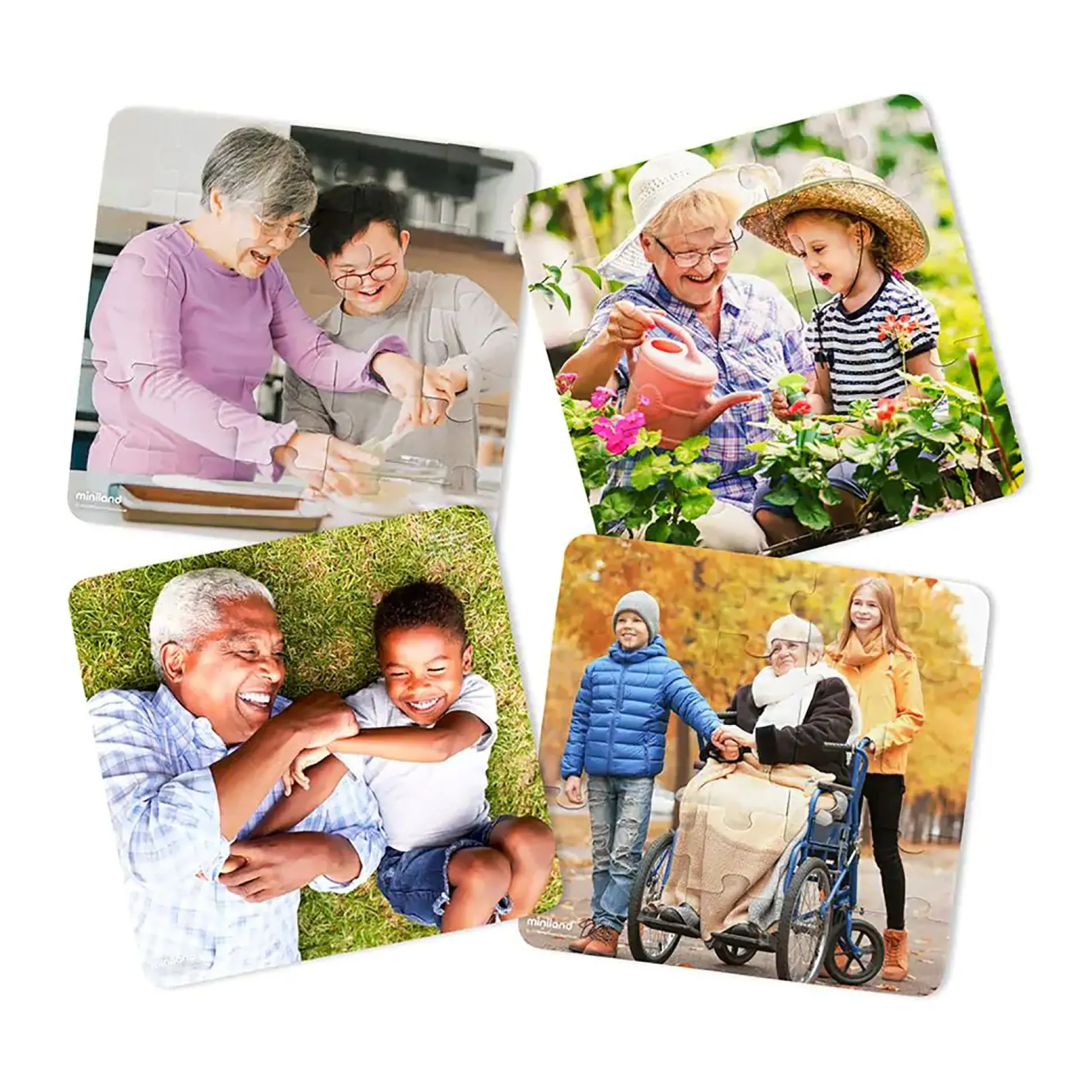 Educators Resource Miniland Grandparents Diversity 4-Pack Jigsaw Puzzles - 25 pc* Puzzles|Social & Emotional Skills