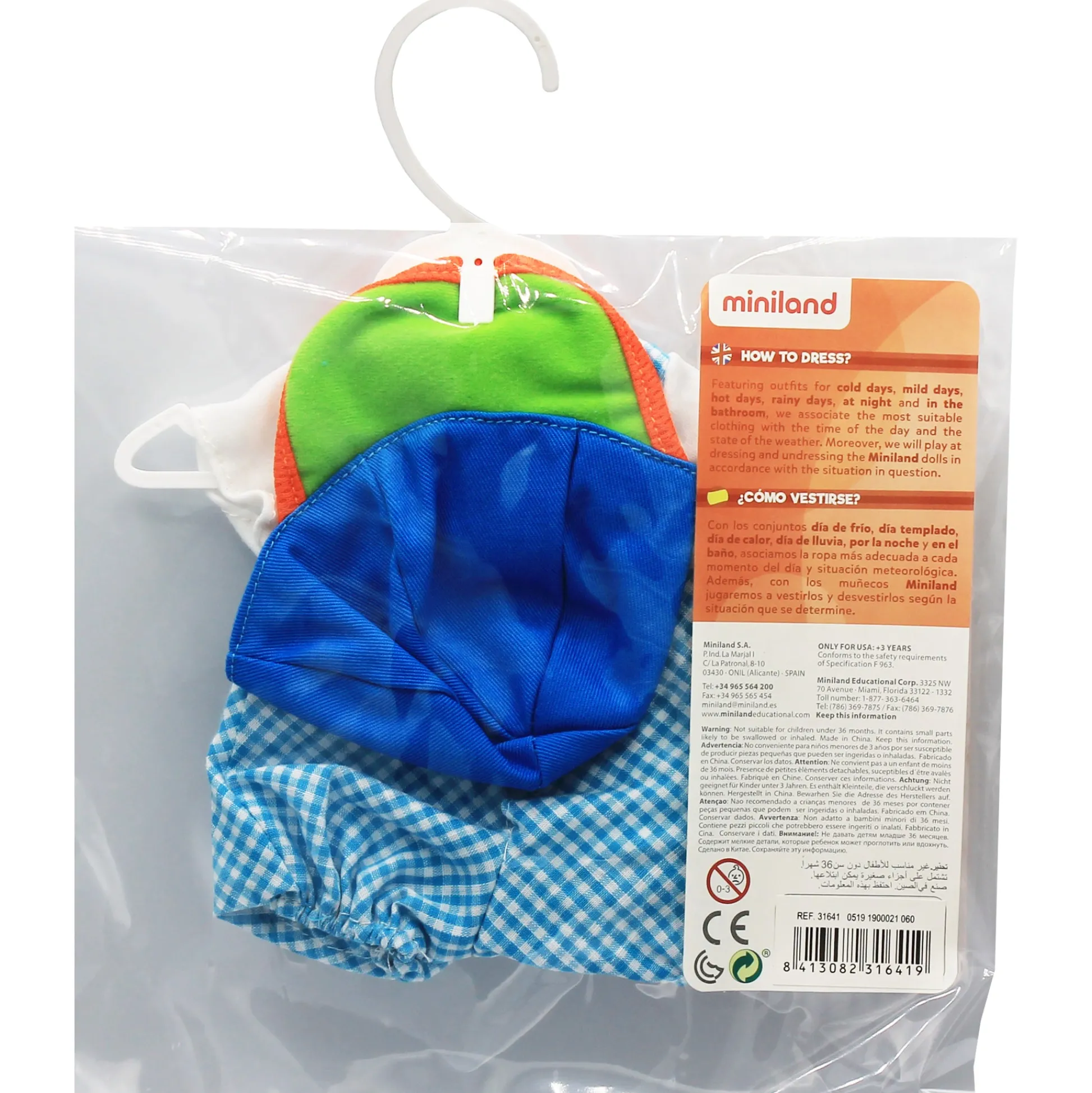 Educators Resource Miniland Warm Weather Jumper and Cap Outfit for 12-5/8” Dolls* Stuffed Animals & Plush Toys