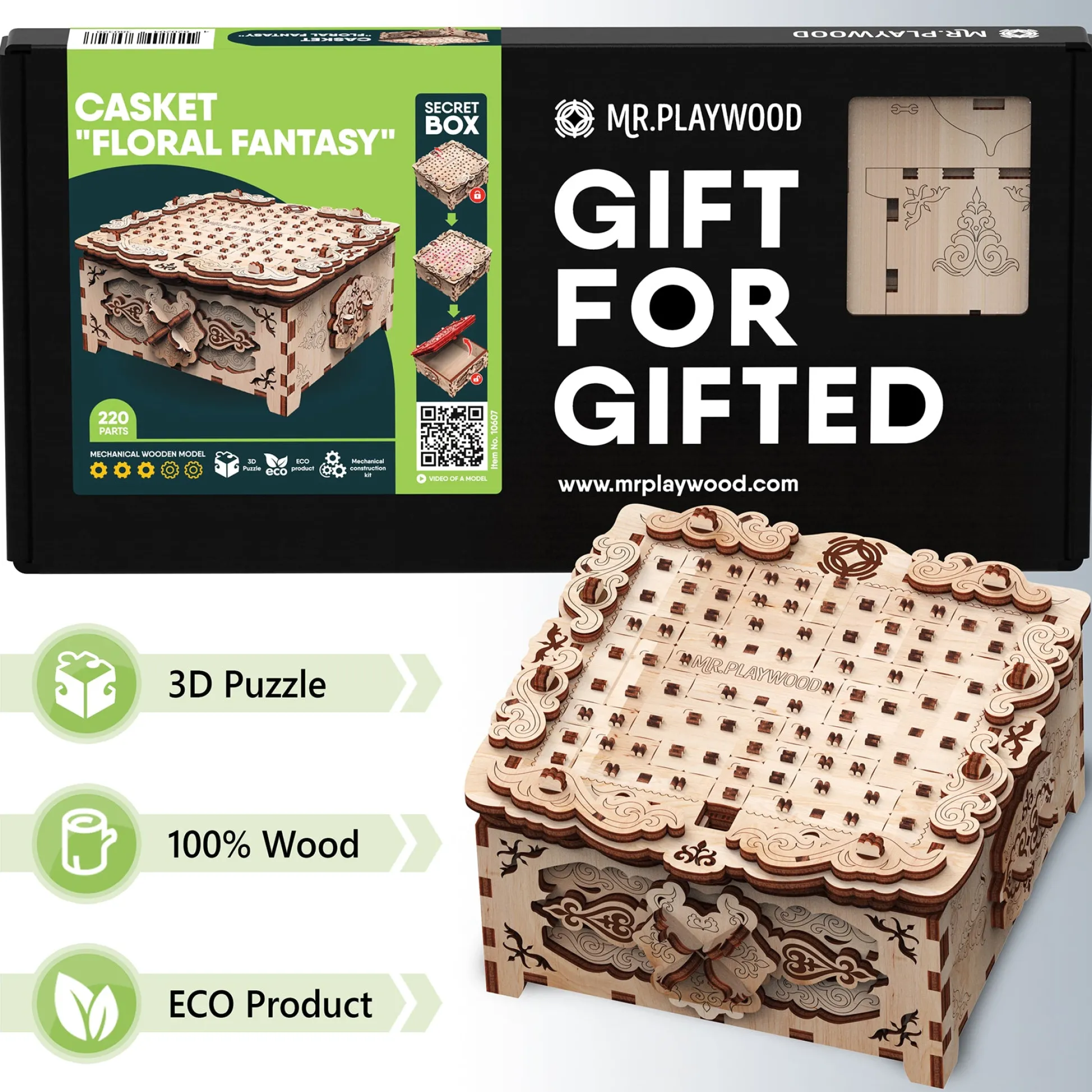 Educators Resource Mr.PLAYWOOD Secret Box Floral Fantasy 3D Wooden STEM Puzzle* Puzzles