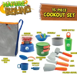 Flat River Group Nature Bound Camp Cookout Set with Light & Sound Burner for Kids, 15pc Set* Kitchens & Play Food|Dress Up