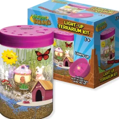 Flat River Group Nature Bound Light-Up Terrarium Kit – Pink Mini Garden Jar with LED for Kids 5+* Science Toys