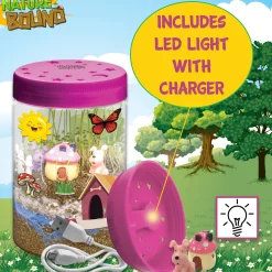Flat River Group Nature Bound Light-Up Terrarium Kit – Pink Mini Garden Jar with LED for Kids 5+* Science Toys