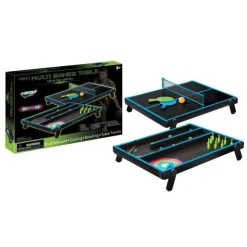 Calendar Holdings, LLC Neon Blast 4-in-1 Tabletop Games Set - Shuffleboard, Curling, Bowling, Table Tennis* Family & Entertainments Games