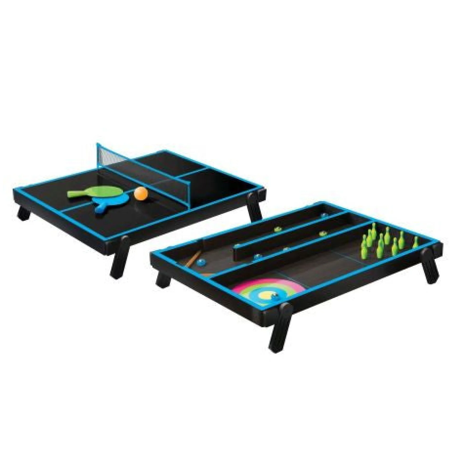 Calendar Holdings, LLC Neon Blast 4-in-1 Tabletop Games Set - Shuffleboard, Curling, Bowling, Table Tennis* Family & Entertainments Games
