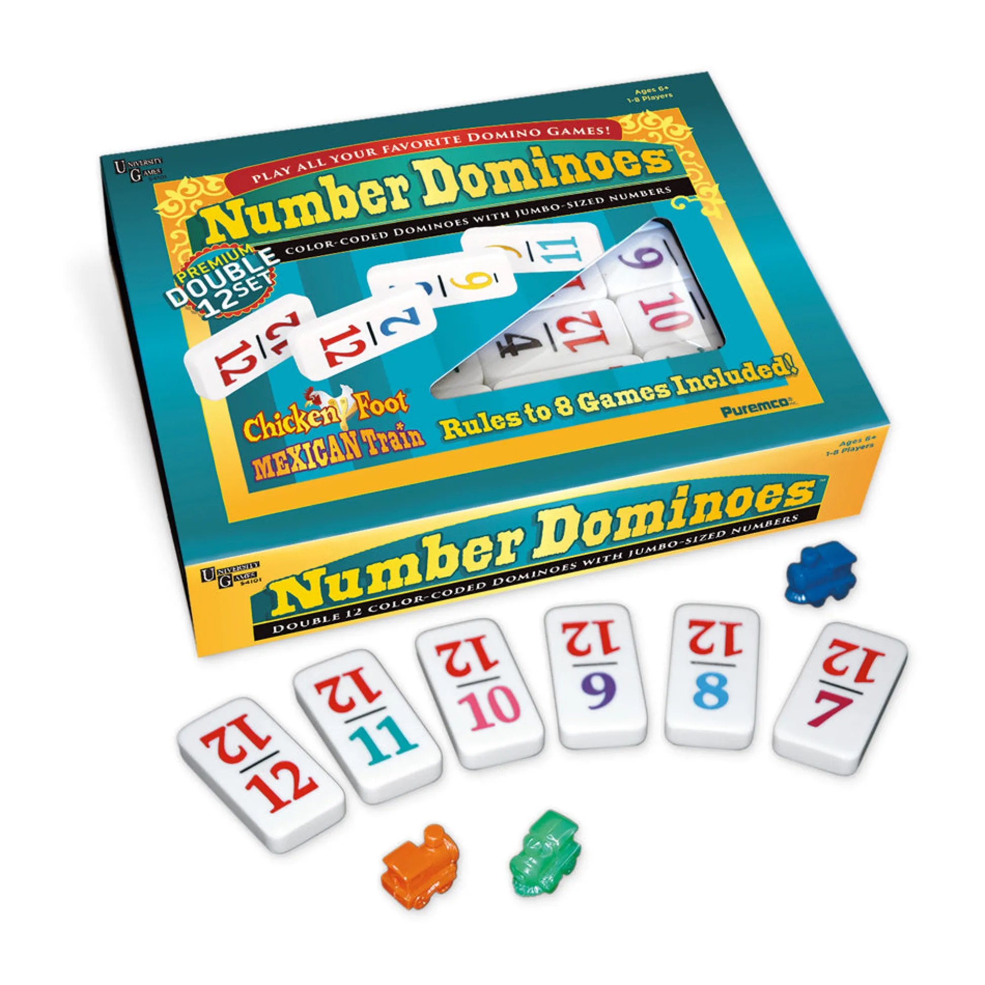 AreYouGame Number Dominoes Premium Double 12 Set with Color-Coded Tiles* Dominoes & Tiles Games