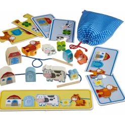 HABA USA On the Farm Threading Game - Educational Wooden Toy for Toddlers* Preschool Education Toys & Activities