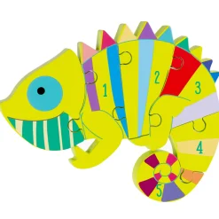 Flat River Group Orange Tree Toys Chameleon 6-Piece Wooden Number Puzzle - Ages 1+* Preschool Education Toys & Activities|Puzzles