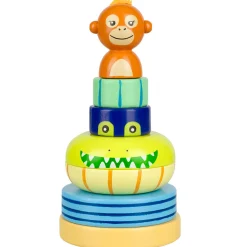 Flat River Group Orange Tree Toys Jungle Animals Stacking Ring - Colorful Wooden Puzzle Toy for Toddlers* Puzzles|Blocks, Sorting & Stacking Toys